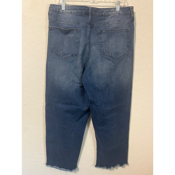 Jennifer Lopez Sz 14 Straight Crop Frayed Hem Button Fly Boho - Picture 6 of 8